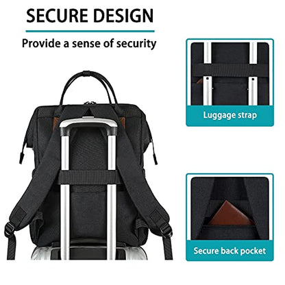 17 Inch Laptop Backpack, Large Lunch Backpack for Women Men Gifts, Travel Carry On with Lunch Box and USB Port, Insulated Cooler Bookbag Nurse Work Backpacks, Black - color: Black-17inch
