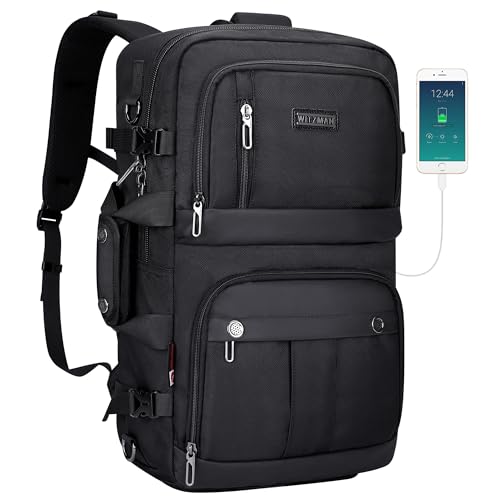 WITZMAN Carry on Travel Backpack for Men Women Laptop Backpack with USB Charging Port Airline Approved(B683 Classic Black) - color: Classic Black