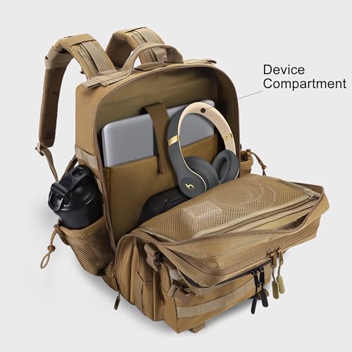 LHI Military Tactical Backpack for Men and Women 45L Army 3 Days Assault Pack Bag Large Rucksack with Shoe Compartment - color: 1.2 Shoe Compartment(khaki)