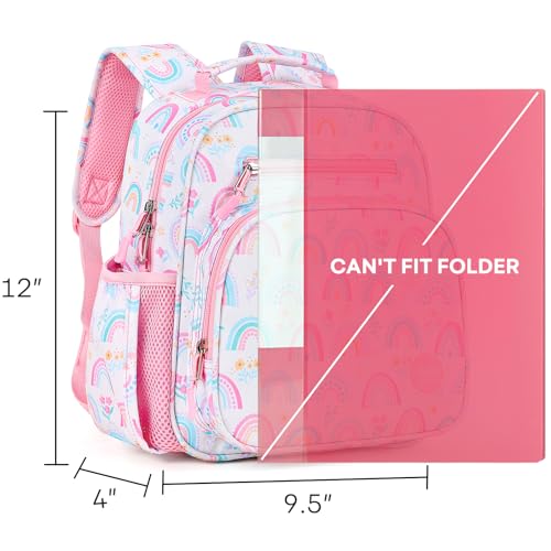 mibasies Toddler Backpacks for Girls 2-4: Little Kid Bookbag for Preschool Prek Daycare Rainbow White - color: Rainbow White, style: Toddler-12"h(not Fit Folder)