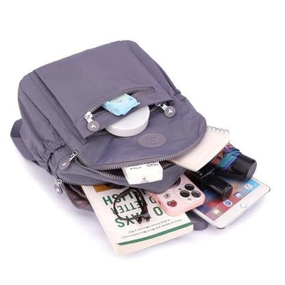 Tanweibago Mini Nylon Women Backpacks,11L Small Ladies backpacks Casual Lightweight Women Shopping Travel Daypack (Grey) - color: Grey