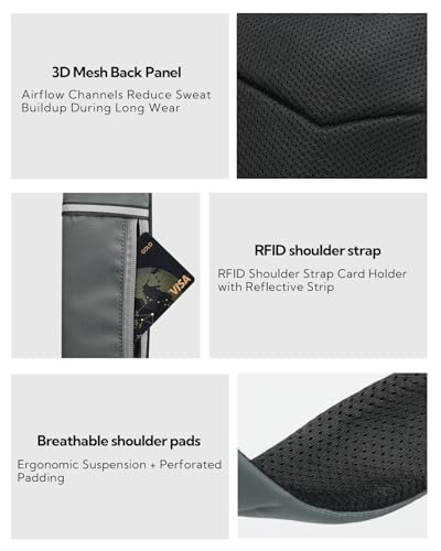 WATERFLY Small Crossbody Sling Bag: RFID Blocking Anti Theft Sling Backpack Chest Bag Travel Hiking Daypack Man Woman - color: B-dark Grey