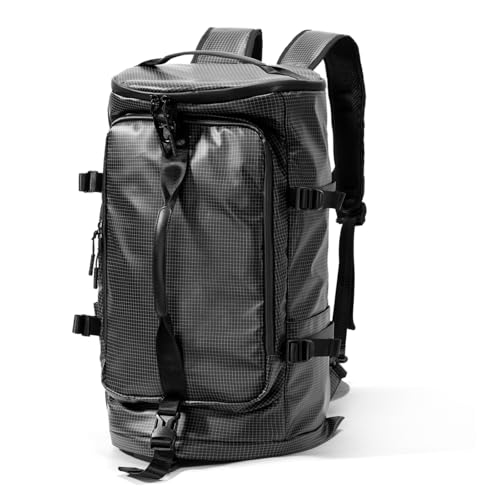 YOUMIAN Gym Duffle Bag 3 IN 1 Travel Backpack 40L Waterproof Shoe Compartment for Men and Women Basketball Soccer Sports Bag (TPU Black Checkered) - color: Tpu Black Checkered
