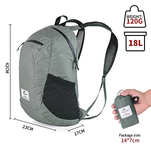 Naturehike 18L Lightweight Hiking Backpack, Waterproof Camping Packable Backpack Ultralight for Travel, Airplane, Small Hiking Daypack for Adults, Grey - color: Grey