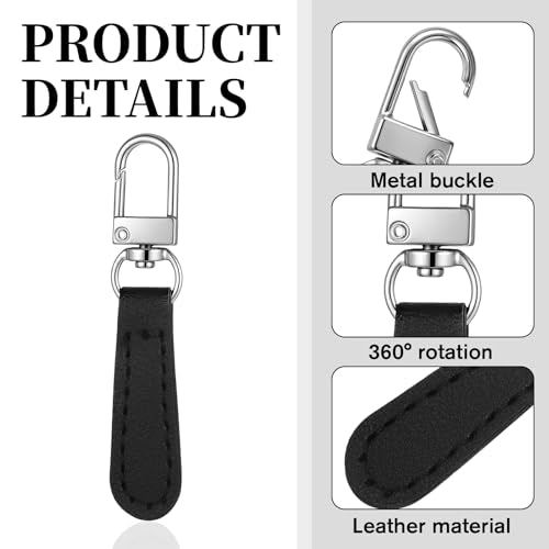 PEOVLVN 8 PCS Zipper Pulls Replacement, Leather Handle Detachable Zipper Pull Tab Zippers Repair Kit for Luggage Backpacks Handbags Suitcases Jackets Purses Boots Pants (Black)