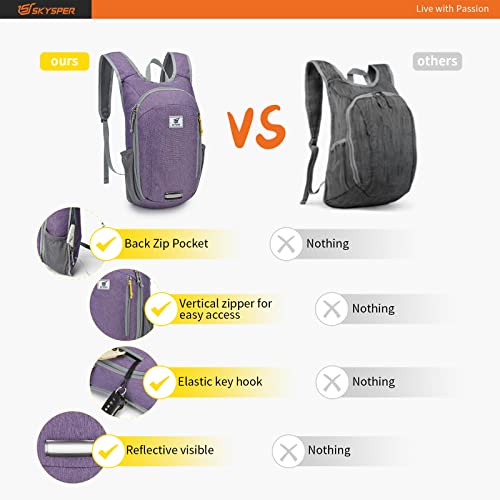 SKYSPER Small Daypack 10L Hiking Backpack Packable Lightweight Travel Day Pack for Women Men - color: Purple, size: 10l