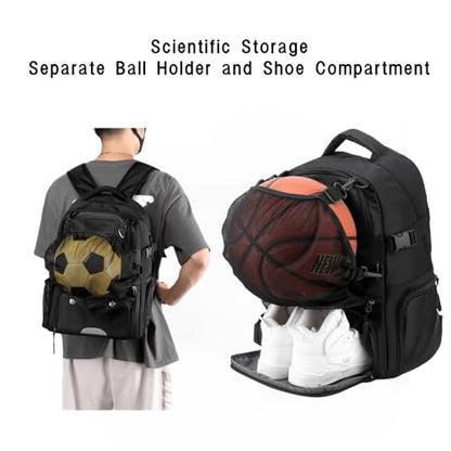 Soccer Bags with Ball Holder and Shoe Compartment Soccer Backpack with Reflective Strips Large Basketball Backpack - color: Rose