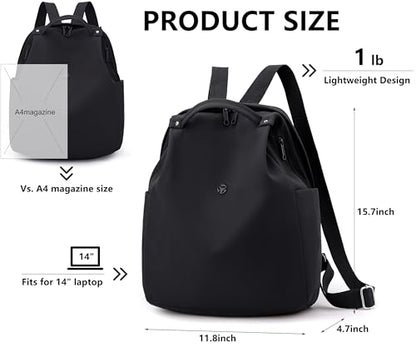 Mini Nylon Women Backpacks,Small Ladies backpacks Casual Lightweight Shopping Travel Daypack (Black) - color: Black