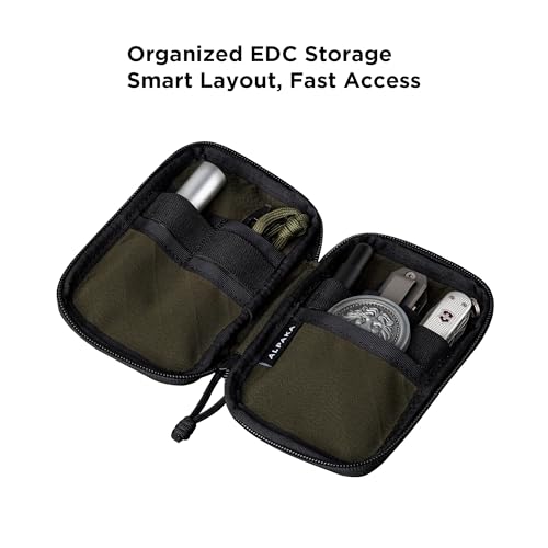 ALPAKA HUB Pouch Pro EDC Organizer - Small Tool Pouch for Electronics, Cables with YKK Zipper, Daily Use and Travel - Axogrid 300D Weatherproof UV Resistant Fabric - color: Army Green Axogrid 300D