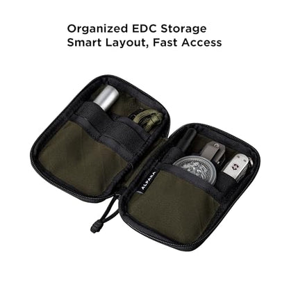 ALPAKA HUB Pouch Pro EDC Organizer - Small Tool Pouch for Electronics, Cables with YKK Zipper, Daily Use and Travel - Axogrid 300D Weatherproof UV Resistant Fabric - color: Army Green Axogrid 300D