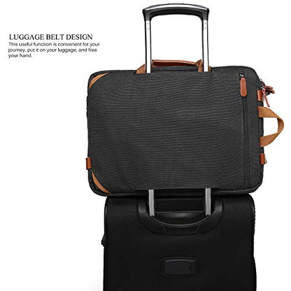 CoolBELL 15.6Inches Convertible Backpack Messenger Shoulder bag Laptop Case Handbag Business Briefcase Multi-functional Travel Rucksack Fits 15.6 Inch Laptop For Men/Women (Cancas Black) - color: Canvas Black, size: 15.6 Inches