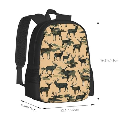 Sturdy Polyester Shoulder Pack Camouflage Military Elk Deer, Anti Theft Spacious Camping Rucksack Casual Daily Bag for Men Women Fitness Outdoor Activity - color: Design (669)