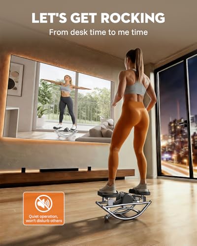 Low-Impact Rocking Steppers for Exercise at Home with Digital Display & Resistance Bands and Non-Slip Mat Equipment for Seniors & Beginners,250LBS Capacity