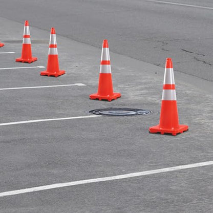 4 Pack 28" Traffic Cones – Durable Orange PVC Safety Cones with Reflective Collars for Parking, Construction, Roadwork & Driving Practice - size: 28 inch -4Pack