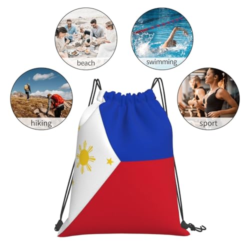 Philippines Flag Drawstring Bag Sport Gym Backpack Beach Travel Sack Draw String Yoga Bag For Men Women - color: Philippines Flag