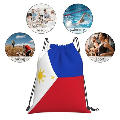 Philippines Flag Drawstring Bag Sport Gym Backpack Beach Travel Sack Draw String Yoga Bag For Men Women - color: Philippines Flag