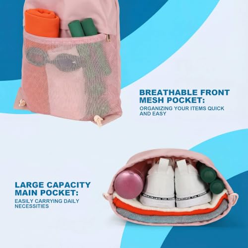 TILYMOL Drawstring Backpack Gym Bag - String Gym Bag for Men & Women, Lightweight Cinch Sports Sackpack for Beach, Travel, Yoga, Swimming, Pink - color: 1 Pack-pink