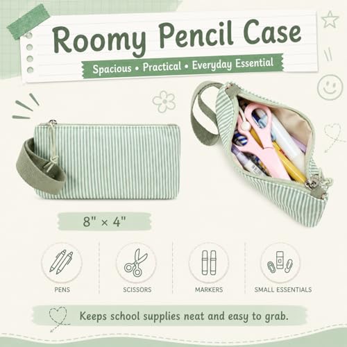 BTOOP School Backpacks for Teen Girls Bookbags Lightweight Kids Backpack School Bags Set with Lunch Box Pencil Case - color: Green White Stripe