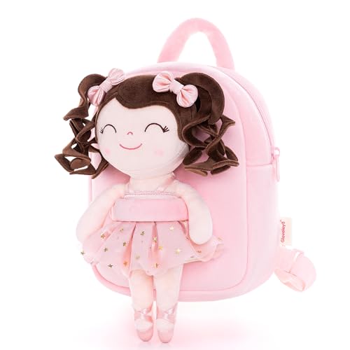 Gloveleya Toddler Backpack Baby Ballerina Girl Gifts Plush Curly Hair Ballet Backpack - Champagne Pink 9 inches - color: A0001, size: 9 inches