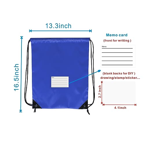 Drawstring Backpack Bulk 20 Pcs Draw String Bags DIY Gym Sports Traveling Yoga Cinch Bag Sackpack Drawstring Memo Card (RoyalBlue bluenoya) - color: Royalblue