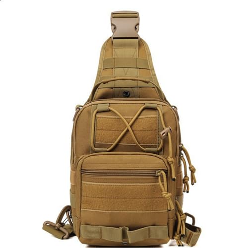 Fishing Chest Bag Outdoor Shoulder Bag Crossbody Chest Pack 20L Nylon Lightweight Storage Backpack with 3 Main Pockets Adjustable Strap for Hiking Camping Cyclin (20L) - color: Khaki