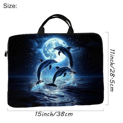 15-Inch Laptop Sleeve – Stylish, Lightweight, Shockproof, Water-Resistant Case for Lenovo, HP, Dell, Asus Notebooks - Cute Dolphin - color: Cute Dolphin