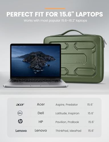 DOMISO 15.6 inch Laptop Sleeve with Handle Shockproof Waterproof EVA Protective Case for 15.6" Yoga 720 IdeaPad 310 320 ThinkPad T570/Legion 5 Gen 6/HP Envy 15/15.6" Notebooks, Green - color: Green, size: 15.6 inch