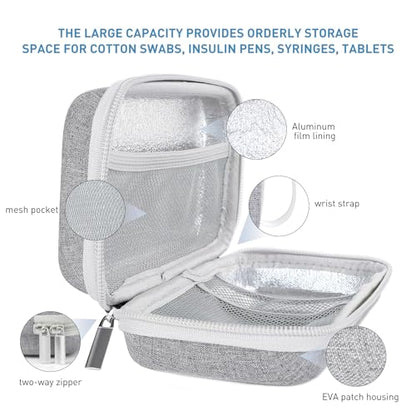 suzamed Insulin Cooler Travel Case,EVA Insulation Travel Medicine Kit with 2 Ice Packs for Diabetes Care,Insulin Pen and Other Diabetic Supplies (Grey) - color: Grey