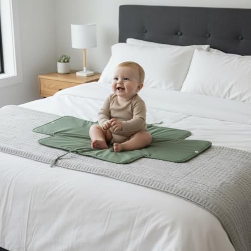 Portable Diaper Changing Pad - Soft and Easy to Clean Diaper Changing Mat for Babies - The Perfect Lightweight and Foldable Pad for Traveling - color: Sage