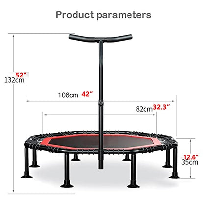 Trampoline Folding Mini Trampoline with Foam Handle Bar, Fitness Rebounder for Adult Indoor and Outdoor Exercise, Kids Balance Training Equipment (Size : 42in) - size: 42"