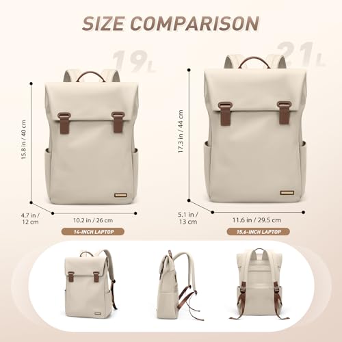 Women Laptop Backpack Computer Backpacks Carry On Waterproof backpack Fits 14Inch Notebook Travel Commute College (Apricot) - color: Elegant Apricot, size: 14 Inch