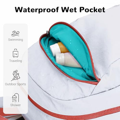 25L Lightweight Hiking Backpack with Chest Strap for Women Men, Foldable Daypack with Waterproof Wet Pocket for Travel, White - color: White