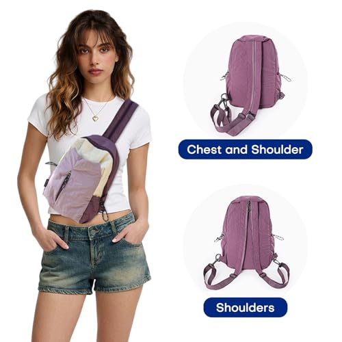 Ultralight Convertible Sling Backpack - Wear as Crossbody or Backpack for Commuting, Hiking, Travel and Cycling (Purple) - color: Purple
