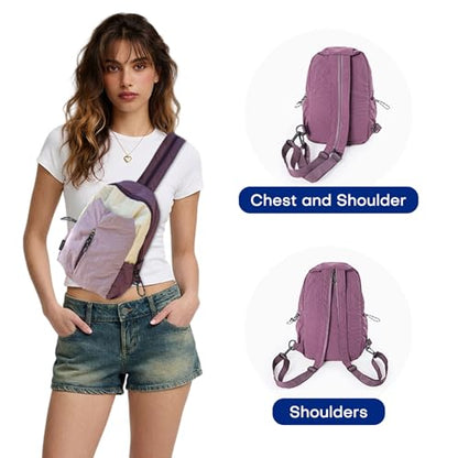 Ultralight Convertible Sling Backpack - Wear as Crossbody or Backpack for Commuting, Hiking, Travel and Cycling (Purple) - color: Purple