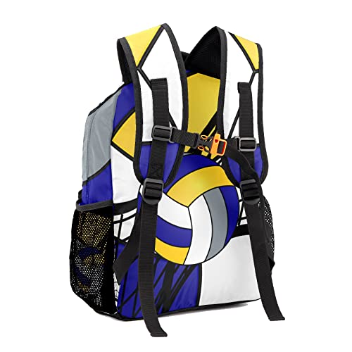 Custom Volleyball Blue Yellow White Personalized Causual Shoulder Bag Sports Leisure Camping Backpack for Women Men - color: Design 3