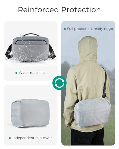 BAGSMART Camera Sling Bag, Small Camera Bags for Photographers with Tripod Holder, Waterproof DSLR/SLR/Mirrorless Camera Bags Crossbody with Rain Cover, Compatible with Canon Sony Nikon, Gray - color: Gray