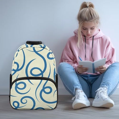Water Resistant Backpack for Girls Teens - 17.3" Laptop Backpack, Lightweight School Bookbag with Mesh Side Pockets, Large Capacity for High School College, Abstract Blue Stripe Print - color: Abstract Blue Stripe Print