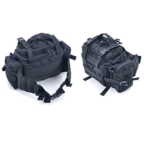 SHANGRI-LA Tactical Range Bag Outdoor Sling Backpack Hiking Fanny Waist Pack - color: Black