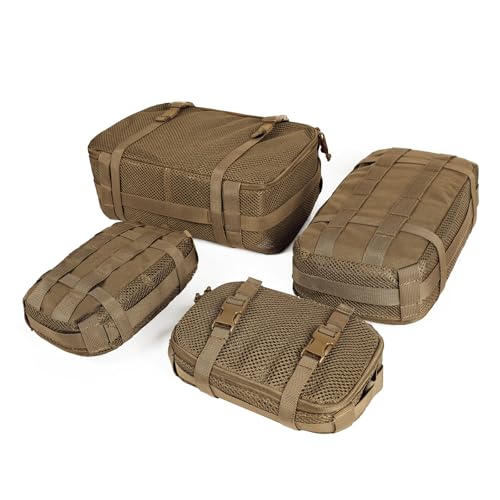 4 Set Tactical Packing Cubes ，Compressible Mesh Duffle Storage Bag,Portable Edc Molle Pouch Organizer. - color: CB