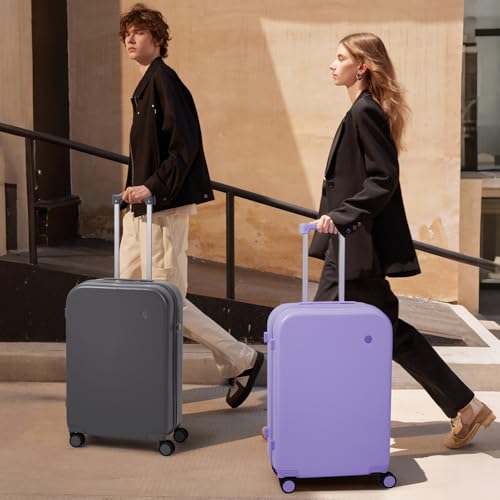 mixi Carry on Luggage, 20'' Suitcase Spinner Wheels Luggage Hardshell Lightweight Rolling Suitcases PC with Cover & TSA Lock for Business Travel, Rock Gray - color: Rock Gray, size: 20in Carry on