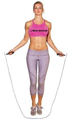 WOD Nation Adjustable Speed Jump Rope For Men, Women & Children - Blazing Fast Fitness Skipping Rope Perfect for Boxing, MMA, Endurance - color: Grey