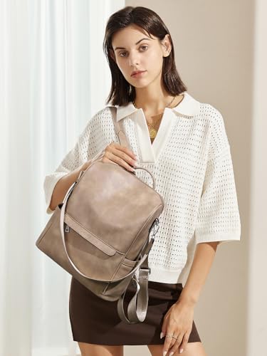 CLUCI Womens Backpack Purse PU Leather Anti-theft Fashion Designer Travel Bag Ladies Shoulder Bags | Purse - color: Top Zip-2 Apricot