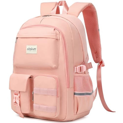 abshoo Big Student Laptop Backpack For College Women Middle High School Teen Girls Bookbag Travel Daypack (Peach Pink) - color: Peach Pink