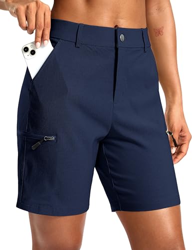 G Gradual Women's 7"/9" Hiking Cargo Shorts Quick Dry Lightweight Golf Outdoor Work Summer Travel Shorts with Pockets - color: Navy Blue, size: Small