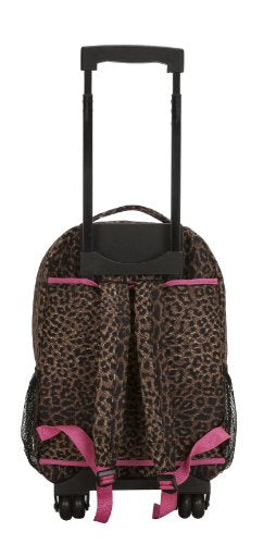 Rockland Double Handle Rolling Backpack, Pink Leopard, 17" - color: PINKLEOPARD, size: One Size