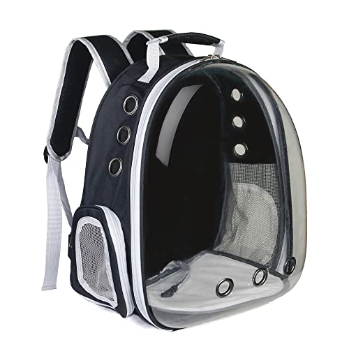 Cat Backpack, Airline Approved Bubble Carrying Bag for Small Medium Dogs Cats, Space Capsule Pet Carrier Dog Hiking Backpack Travel Carrier(Black) - color: Black