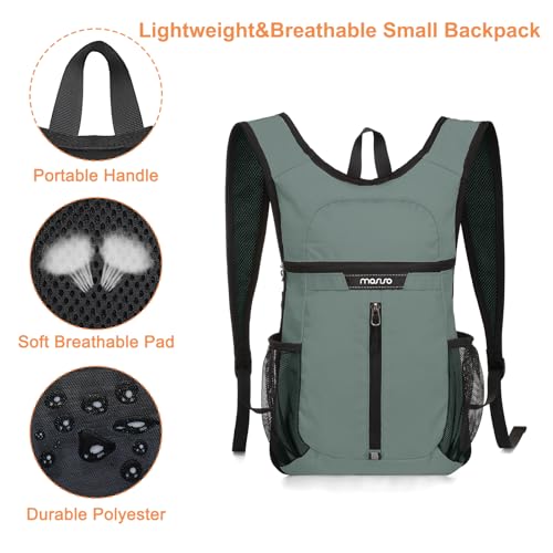 MOSISO Lightweight Hiking Daypack Packable Travel Hiking Backpack, Foldable Shoulder Bag with Front Vertical Pocket - color: Antique Green, size: Medium