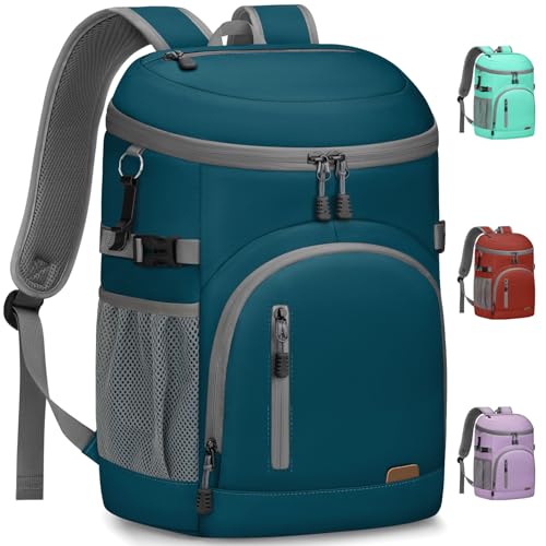 Pritent Cooler Backpack Insulated Waterproof,30/45 Cans Backpack Coolers Leakproof Lunch Backpack for Men Women Portable Soft Cooler Bag for Beach Camping Trave Picnic - color: leather dark blue, size: 45 Cans