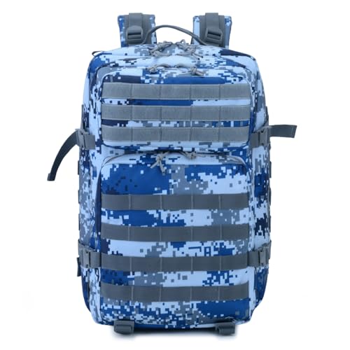45L Military Tactical Backpack for Men & Women Bug Out Bag Assault pack Molle Daypack Hiking Trekking Rucksack(Navy Digital) - color: Navy Digital