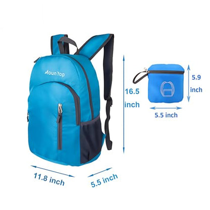 MounTop Outdoor Lightweight Foldable Water Resistant Backpack for Travel Hiking Riding - color: Blue